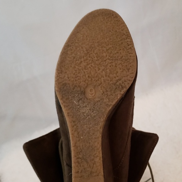 Laced Faux Suede Wedge Booties - Picture 6 of 6